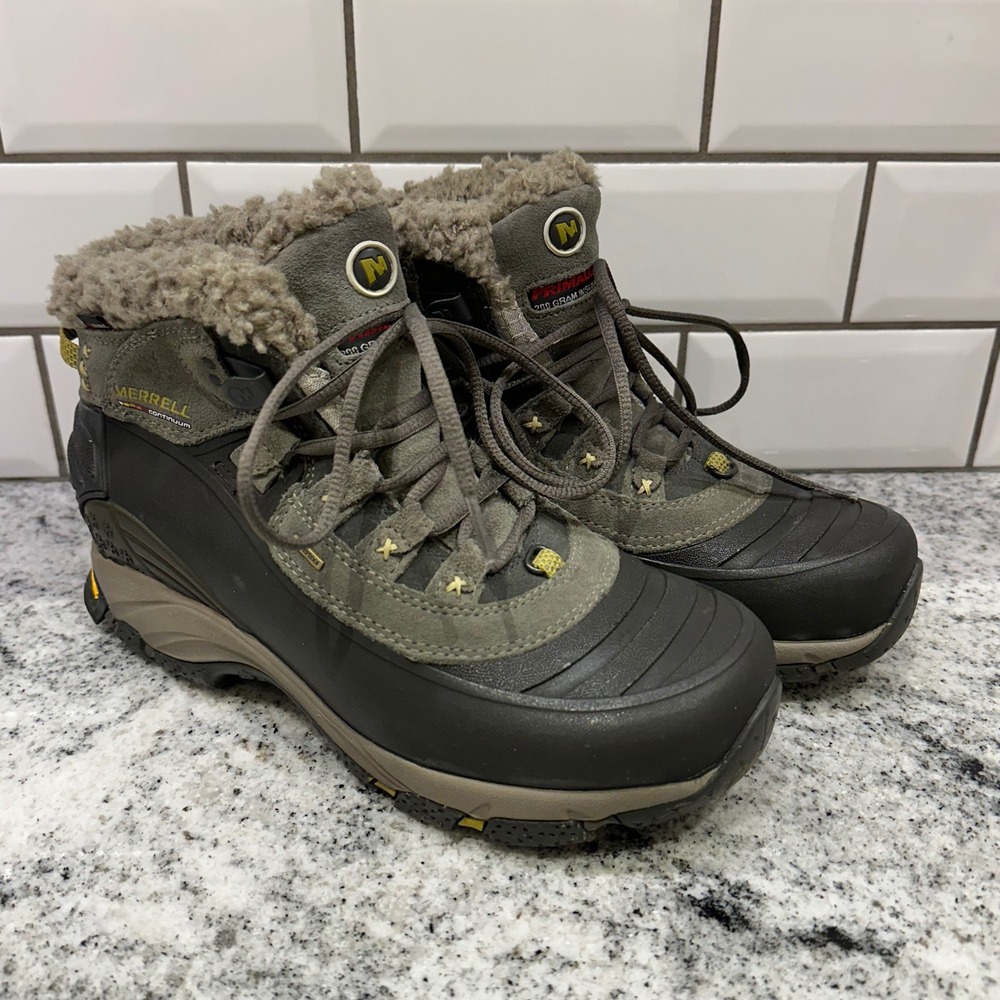Merrell Womens 8.5 Winterlude 6 Boots Dusty Olive Waterproof Primaloft Gorpcore